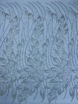 Новая французская кружевная ткань с бусинами из тюля S-13028742, высококачественная африканская кружевная ткань для вечернего платья в нигерийском стиле