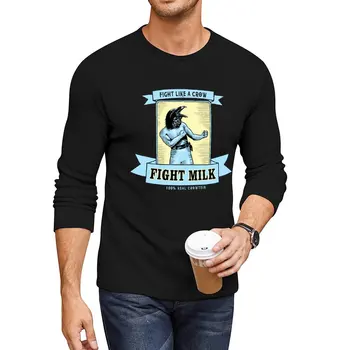 Новая футболка Fight Milk с длинными рукавами, эстетичная одежда, топы больших размеров, блузка, черные футболки для мужчин.