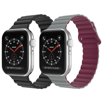 Новейший Дизайнерский Силиконовый Магнитный Ремешок для часов Apple Watch SE 7 6 5 4 3 2 2023 года, Сменный Смарт-ремешок для Часов iWatch, Браслет