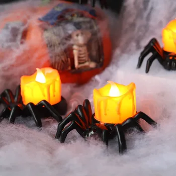 Новинка, забавный светильник в виде тыквы на Хэллоуин, Атмосферная композиция, декоративный реквизит, светодиодный светоизлучающий ночник в виде паука, украшения