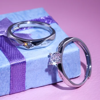 Новые кольца для пары с Его королевой, Ее Королем для партнера, Подарок на День Святого Валентина, Обручальное кольцо с кубическим цирконием для пары