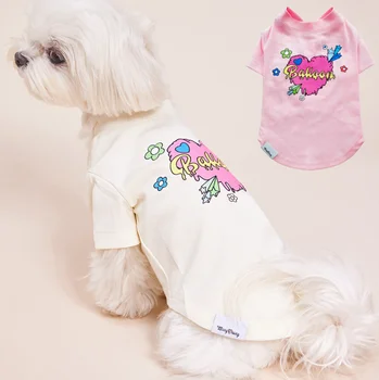 Одежда для собак с тонким принтом, весенне-летняя футболка