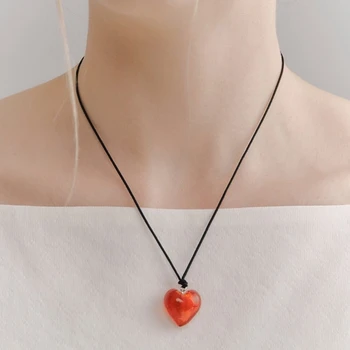 Ожерелье с подвеской в виде сердца, ожерелья с подвеской в виде сердца для девочек, украшения для шеи, колье-чокер, ожерелья из глазури, ювелирный подарок