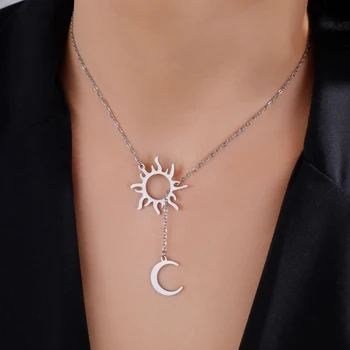 Ожерелье с тотемом Солнца и Луны Skyrim, женская мода, цепочка для ключиц из нержавеющей стали, ювелирные изделия, Подарок друзьям, Новинка Оптом
