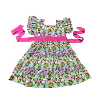 Оптовое платье для девочек-бутик, летние платья с рисунком клубнички и радуги для девочек