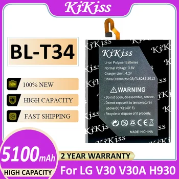 Оригинальный Аккумулятор KiKiss BL-T34 5100 мАч Для LG V30 Sprint V30 + V30A H930 H932 LS998 Bateria