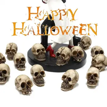 Орнамент в виде черепа для декора Хэллоуина Реалистичные мини-фигурки в виде черепа Изысканные украшения на Хэллоуин для вечеринки Принадлежности для дома