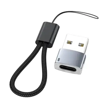 Переходная головка зарядного устройства USB2.0 с подсветкой от USB-разъема к разъему Type C С передачей данных, Аксессуары для зарядки с ремешком для
