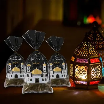 Пластиковый Красивый Замок Луна Звезда Украшение Рамадана Исламский мусульманский пакет для печенья Принадлежности для вечеринок Пакет для конфет Подарочный пакет