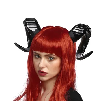 Повязка на голову с бараньими рогами на Хэллоуин, готические обручи для волос с овечьими рогами, повязки на голову для костюма дьявола на Хэллоуин, реквизит для выступлений на Хэллоуин