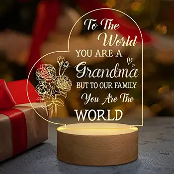 Подарки бабушке от внуков, на День рождения, Рождество, Подарки ко Дню матери для бабушки, Персонализированный ночник с гравировкой