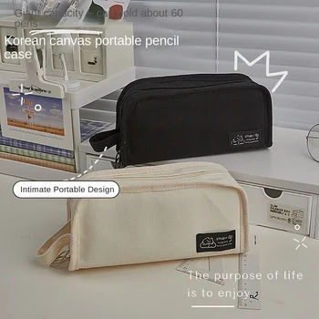 Популярная в Японии простая однотонная многофункциональная переносная сумка для карандашей большой емкости для хранения канцелярских принадлежностей