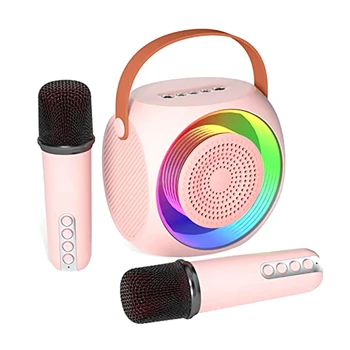 Портативная Bluetooth-караоке-колонка с 2 микрофонами, подходящая для домашних вечеринок с подарками на день рождения
