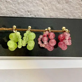 Последние женские и женские серьги с виноградом из хрустального камня, украшенные бисером, серьги для коктейльной вечеринки, Милые ювелирные подарки