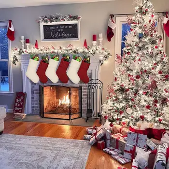 Праздничные чулки Рождественские чулки в стиле кантри Вязаные украшения для подвешивания на елку