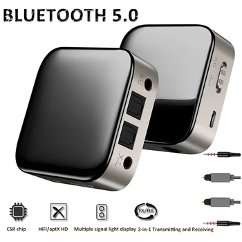 Приемник Bluetooth 5.0, передатчик 2 в 1, светодиодный дисплей, автомобильный адаптер Aux Bluetooth, Беспроводной аудиопередатчик для динамиков телевизора