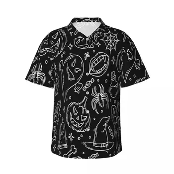 Призраки Хэллоуина, гавайская рубашка с 3D принтом, мужская одежда, свободные дышащие мужские рубашки, Летняя мужская рубашка, мужская одежда с коротким рукавом