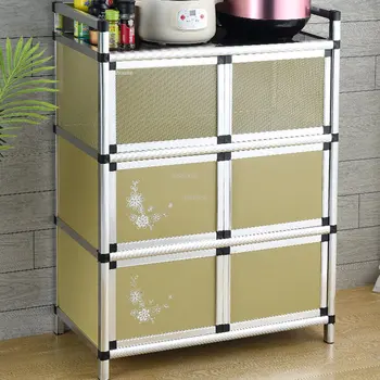 Простая кухонная мебель, многослойные кухонные шкафы из алюминиевого сплава, современный шкаф для хранения посуды для дома, многофункциональная стойка
