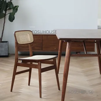 Простой деревянный стул из ротанга в скандинавском стиле для гостиной, мебель для дома, Обеденные стулья, Спинка для отдыха, сад во внутреннем дворе, уличный стул