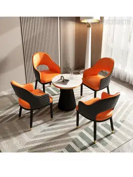 Простой Легкий Роскошный обеденный стул Со спинкой из кожи, современный дизайнерский гостиничный офис по продажам, Приемная для отдыха, Стол для приема гостей и