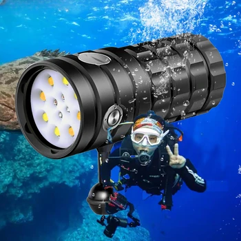 Профессиональный Фонарик Для Дайвинга 8 XHP50 25000Lumens100m Водонепроницаемый Подводный Фонарик Камера Для Видеосъемки Тактический Фонарь