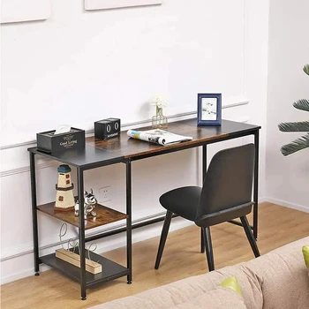 Прочный письменный стол с достаточным пространством для хранения для домашнего офиса Простая сборка компьютерного стола из дерева