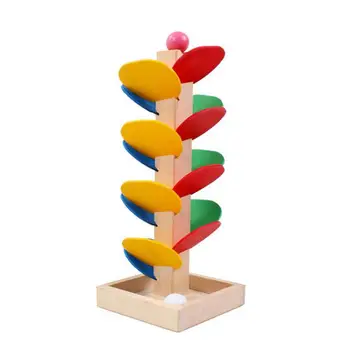 Разноцветное дерево, мраморная беговая дорожка с мячом, Строительные блоки, детские Деревянные игровые игрушки, обучение детей, Развивающие Деревянные игрушки 