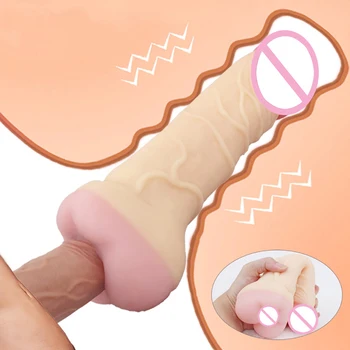 Реалистичная киска 2 В 1 с увеличителем размера пениса, влагалище, анус, секс-игрушки для мастурбации для мужчин, Женские эротические принадлежности для взрослых