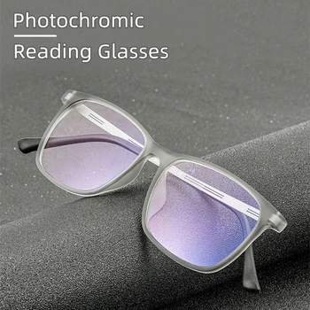 Ретро Деловые Сверхлегкие Резиновые Титановые Очки Для Чтения с Защитой от Синего Света, Фотохромные Очки для Пресбиопии от 0 до + 6,0