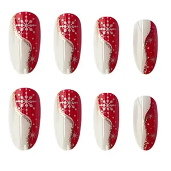Рождественские красные накладные ногти, отлично подходят для настоящих ногтей, Отличный подарок для жены и сестры