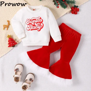 Рождественские наряды Prowow для маленьких девочек, пуловер с надписью 
