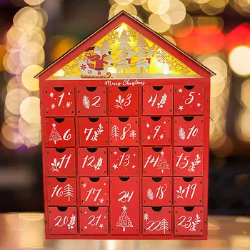 Рождественские украшения 2023 года, 24-дневный деревянный календарь обратного отсчета Рождества красного цвета, персонализированный для декоративных поделок в спальне