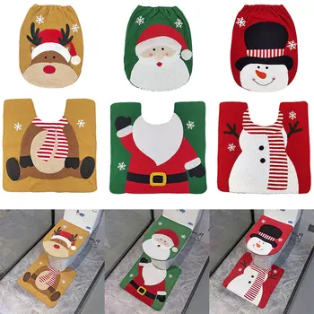 Рождественские чехлы для сидений унитаза Санта-Клауса, ковер 2023, Рождественские украшения для дома, Christmas Navidad, Новый 2024 год