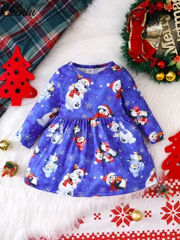 Рождественское платье для маленьких девочек Ceeniu 3-24 м, Рождественский Белый медведь, пингвин, новогоднее платье для новорожденных девочек, мой первый рождественский детский костюм