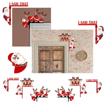Рождественское Украшение Дверной коробки, Санта-Клаус, Деревянные Рождественские украшения, С Новым 2023 Годом, Отделка дверной коробки, Дерево, Рождественский Декор, Игрушка