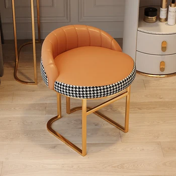 Роскошная железная скамейка для макияжа в скандинавском стиле, Простые домашние табуреты, современные мягкие кресла со спинкой, мебель для гостиной
