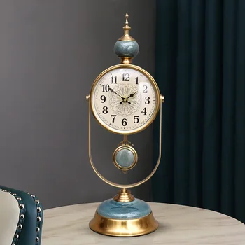 Роскошные керамические механические часы в гостиной, Тихие ретро-часы, модный подарок для украшения дома в американском ретро стиле