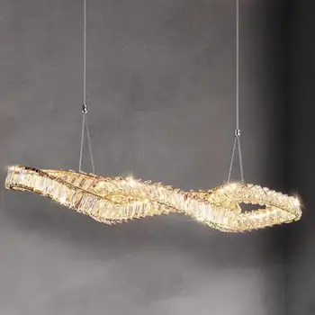 Роскошные подвесные светильники K9 Crystal Lustre с регулируемой яркостью, позолоченные Металлические подвесные светильники неправильной формы Led Deco Suspend Light
