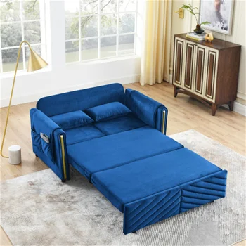 Роскошный раскладной диван-кровать 3 в 1, 55-дюймовый раскладной диван для гостиной, с 2 подушками и сумками для хранения