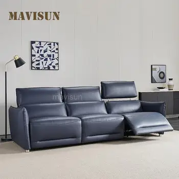 Салон диванов с электроприводом для дома или офиса, итальянская минималистичная гостиная, Простое кресло-кровать из кожи наппа, Новый Диван-мебель