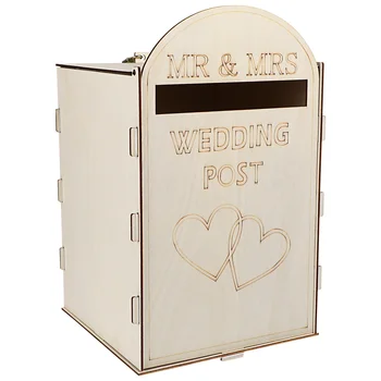 Свадебный деревянный почтовый ящик Свадебный конверт Подарочные коробки Свадебный почтовый ящик в деревенском стиле с замком для приема на годовщину свадьбы Принадлежности