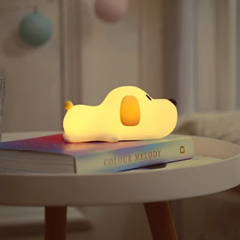 Светодиодная сенсорная лампа Papa Puppy USB-ночник с мультяшной собачкой, перезаряжаемая настольная лампа для украшения детской спальни, подарки на День рождения