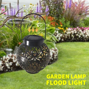 Светодиодный Металлический Солнечный фонарь, уличная садовая водонепроницаемая полая проекционная лампа