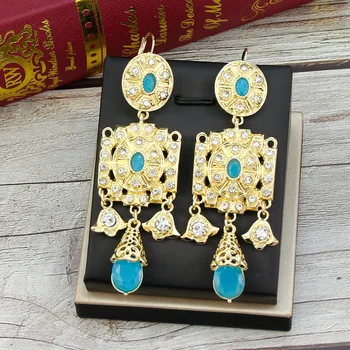 Серьги в Алжирском стиле Neovisson Золотого цвета, Аристократические Женские свадебные украшения с кристаллами, Уникальная квадратная серьга в подарок