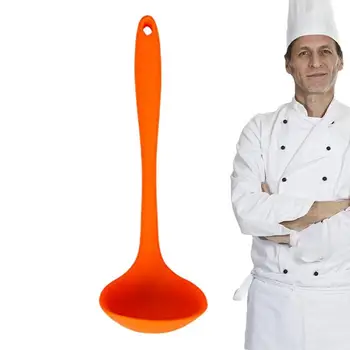 Силиконовая суповая ложка с длинной ручкой, термостойкая, легко моющаяся, Антипригарная Ложка, Посуда, Кухонные принадлежности, инструмент для приготовления пищи