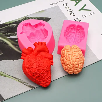 Силиконовые формы 3D Brain Heart, инструменты для украшения шоколадного торта ручной работы, инструменты для домашней кухни, Аксессуары для выпечки