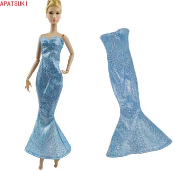 Синее блестящее модное платье-бюстгальтер для куклы Барби Элегантная одежда Платье-русалка с рыбьим хвостом для кукол Barbie 1/6 Аксессуары для кукол