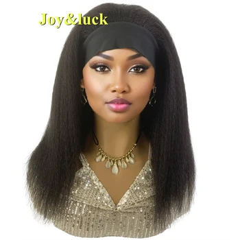 Синтетический Парик из прямых волос Яки с повязкой на голову Средней длины, высококачественный Парик из натуральных Афро-прямых женских волос
