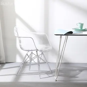Скандинавский прозрачный стул обеденный стул легкий роскошный домашний пластиковый стул для взрослых современная простая мебель для стула с одинарной спинкой