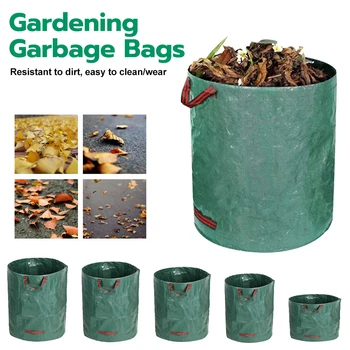 Складной садовый мешок для мусора 16-132 галлона, Многоразовый контейнер для хранения садового мусора на лужайке, Большая садовая сумка для листьев, водонепроницаемая с ручками
